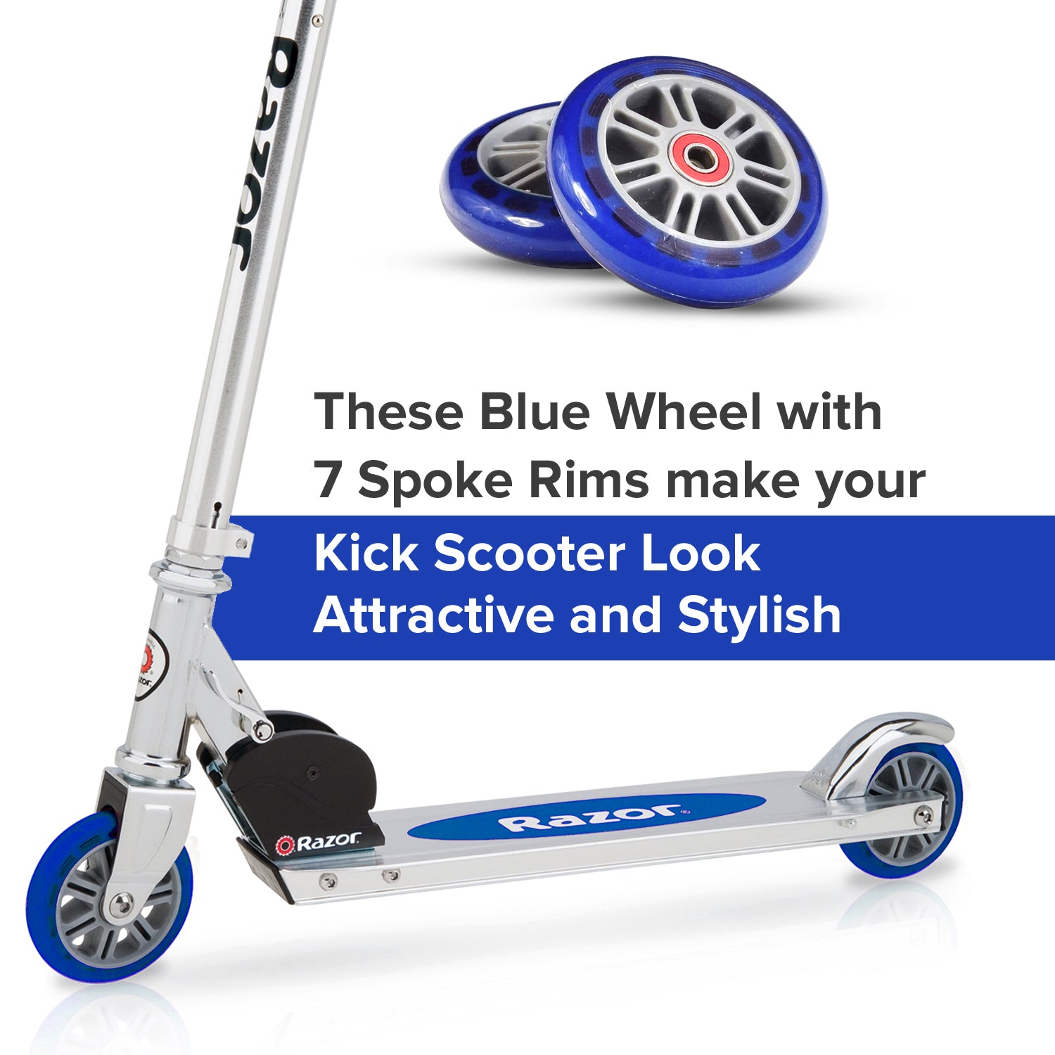 98 mm Razor A Kick Scooter Wheels with Bearings (Set of 2)
