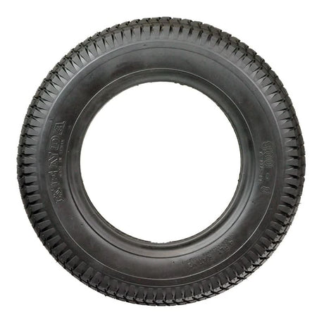 14x3 (3.00-8) Black Pneumatic Mobility Tire with K372 Turf Tread, designed for mobility scooters and power chairs, showcasing detailed tread pattern for extra-long wear and smooth ride.