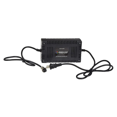 36 Volt 1.6 Amp 3-Prong Battery Charger (Standard) (Blemished) featuring a black electronic unit with visible wires and a black label, designed for electric scooters.