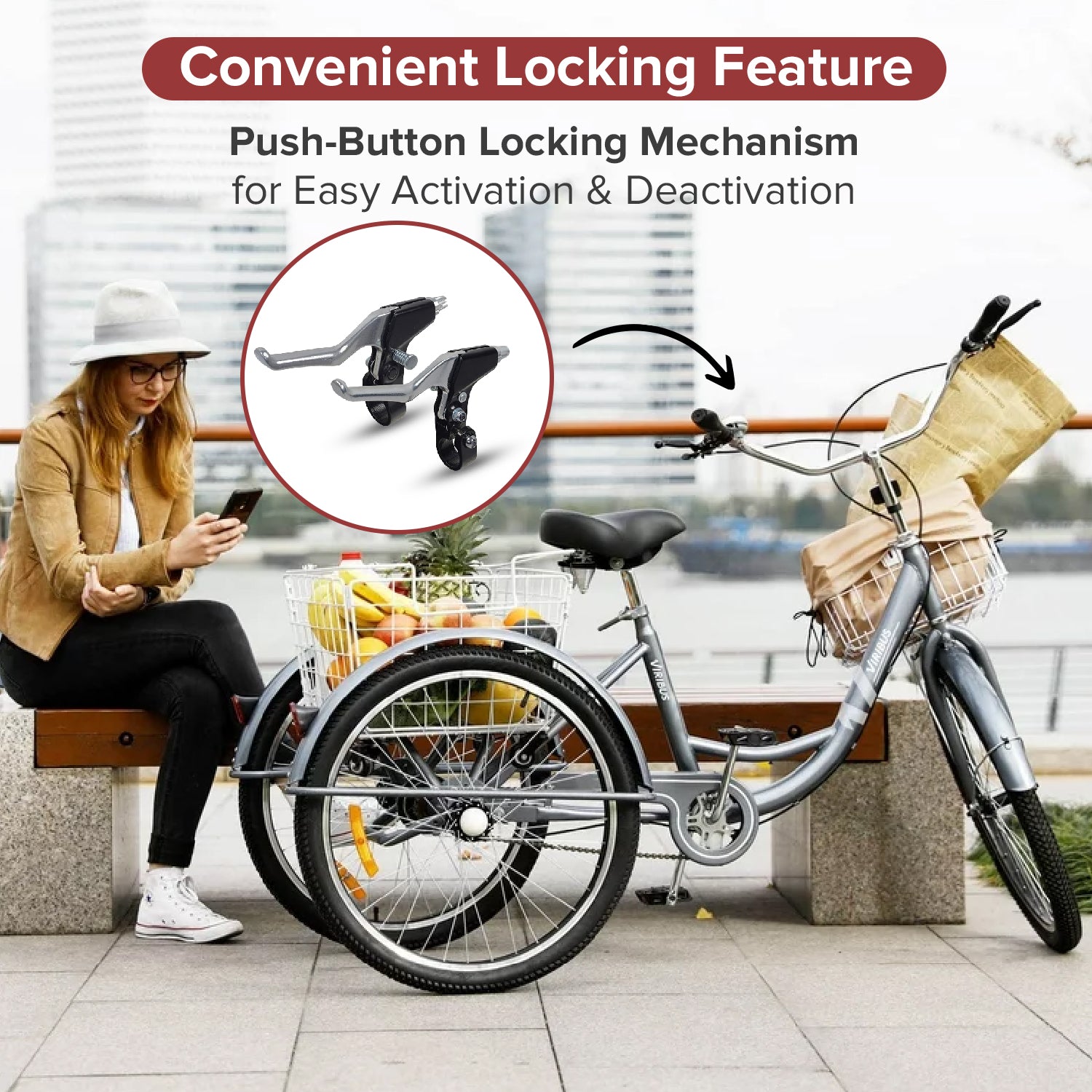 Bicycle Locking Brake Levers for Schwinn Meridian Trikes (Pair of 2)