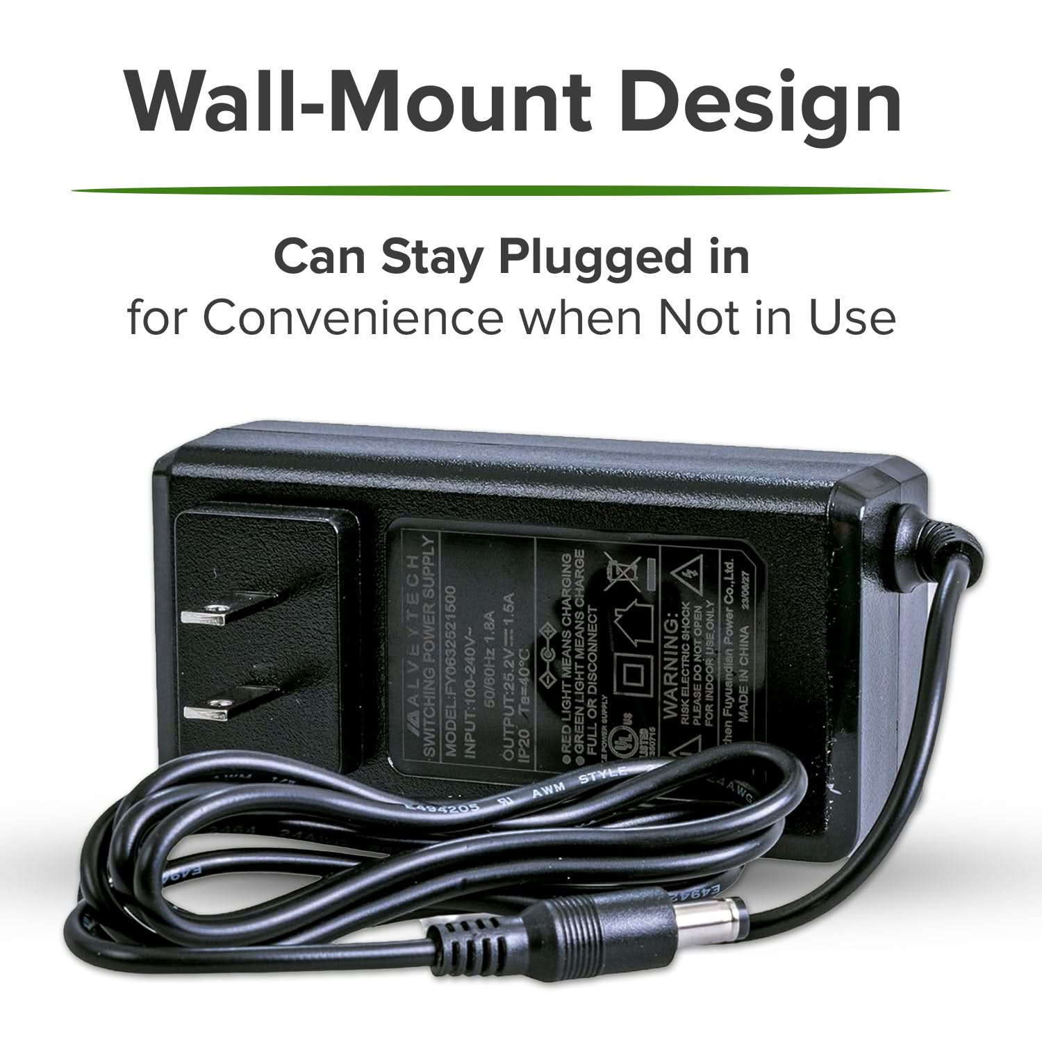 24 Volt 2.1mm ID Coaxial Battery Charger for Pulse Scooters