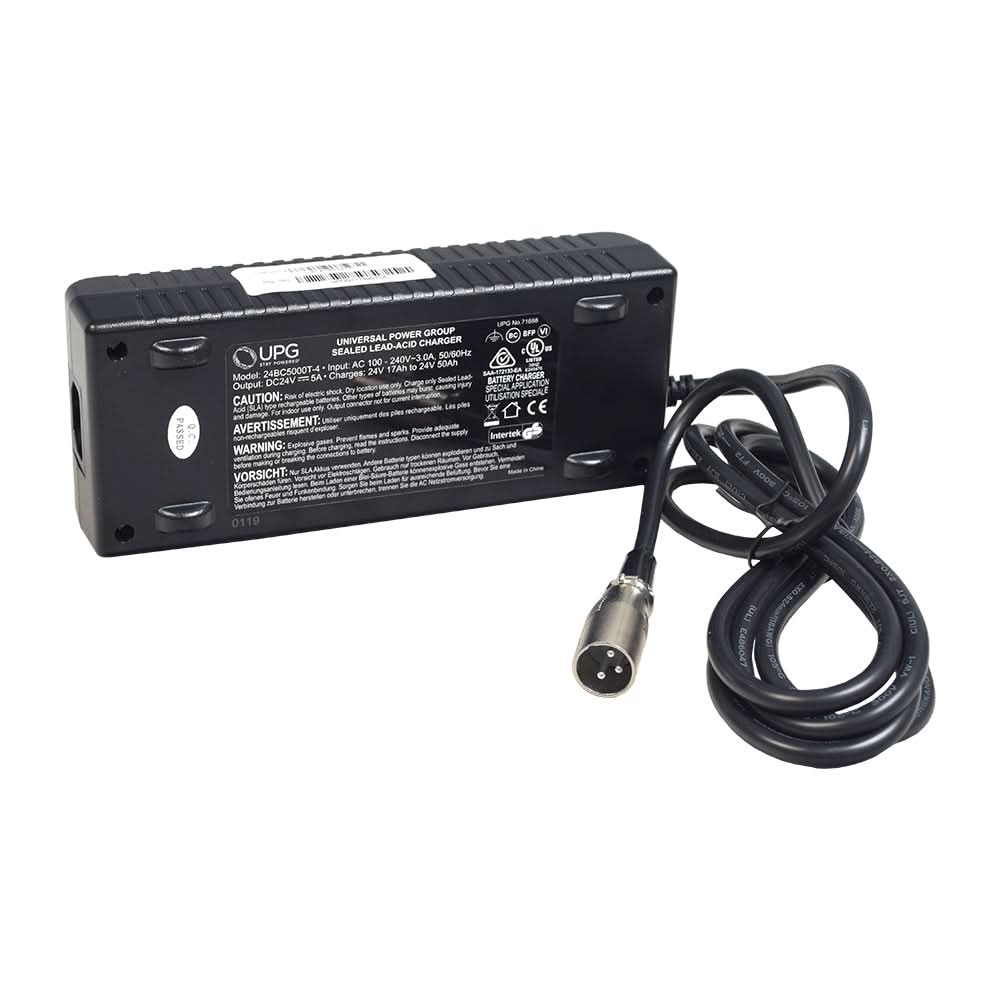 24 Volt 50 Amp XLR AGM/GEL Battery Charger for Pride, Jazzy & Quantum Scooters/Power Chairs, close-up detail