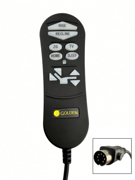 Close-up of the AutoDrive 3.0 hand control for the Golden PR535 series lift chairs, showing the button layout.