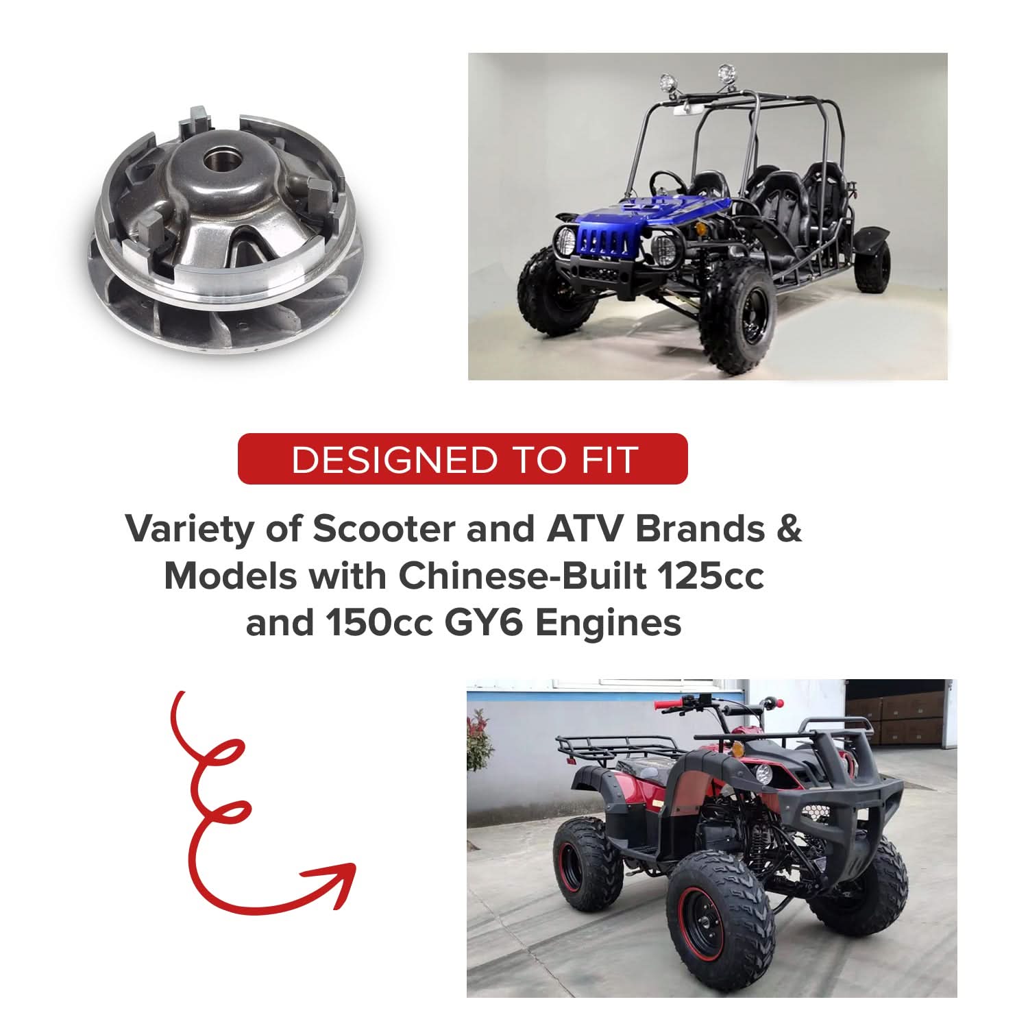 Variator Assembly for 125cc & 150cc GY6 Scooter & Go-Kart Engines