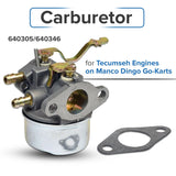 Carburetor 640305, 640346 for Tecumseh OH195EA, OH195EP, OH195XA, & OH195XP Go-Kart & Mini Bike Engines