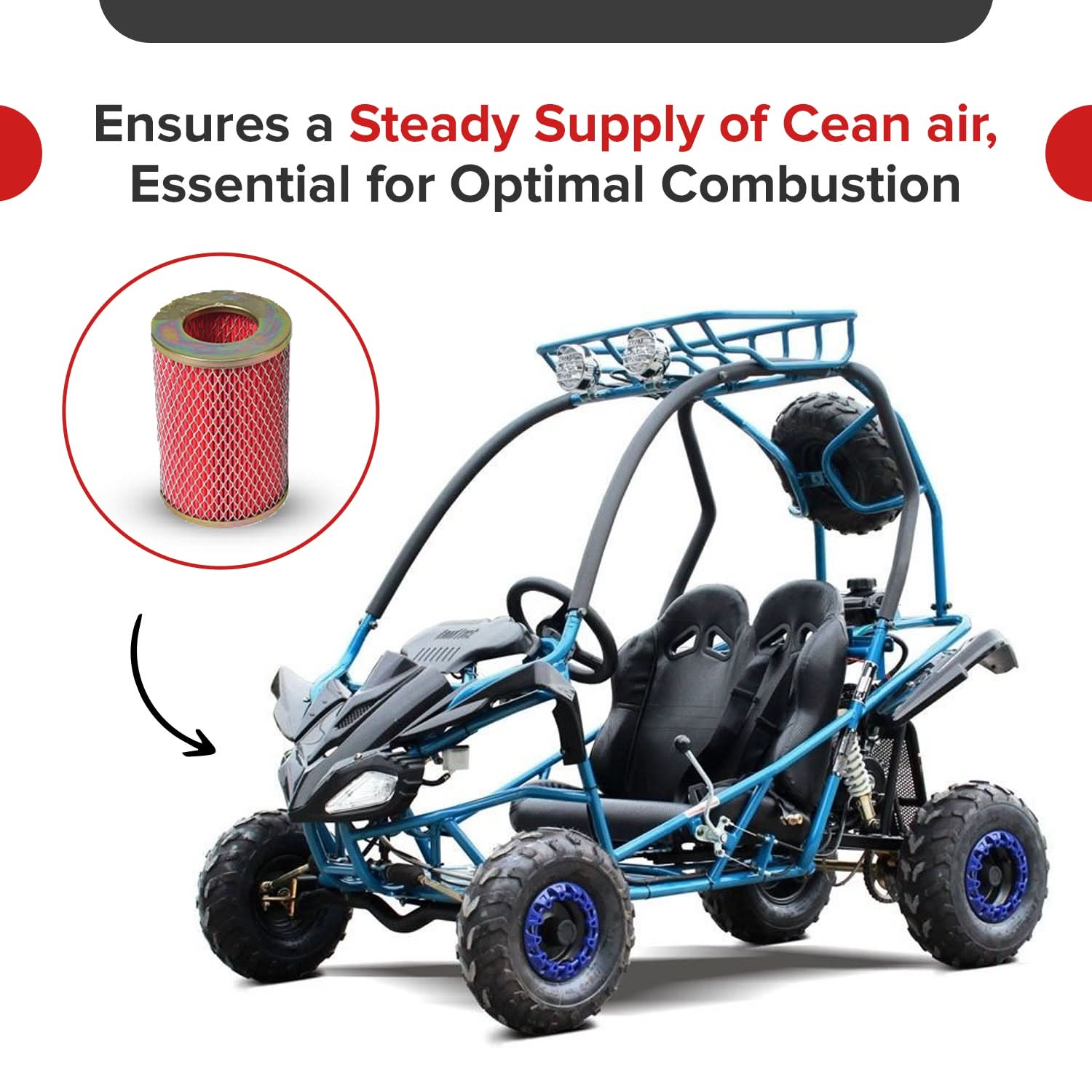 Canister Air Filter Element for 150cc GY6 Go-Karts & Scooters