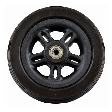 6x2 black caster wheel for Merits Vision Sport (P326A) power chair, featuring a metal center and pre-installed 608Z bearings. Suitable for both front and rear positions.