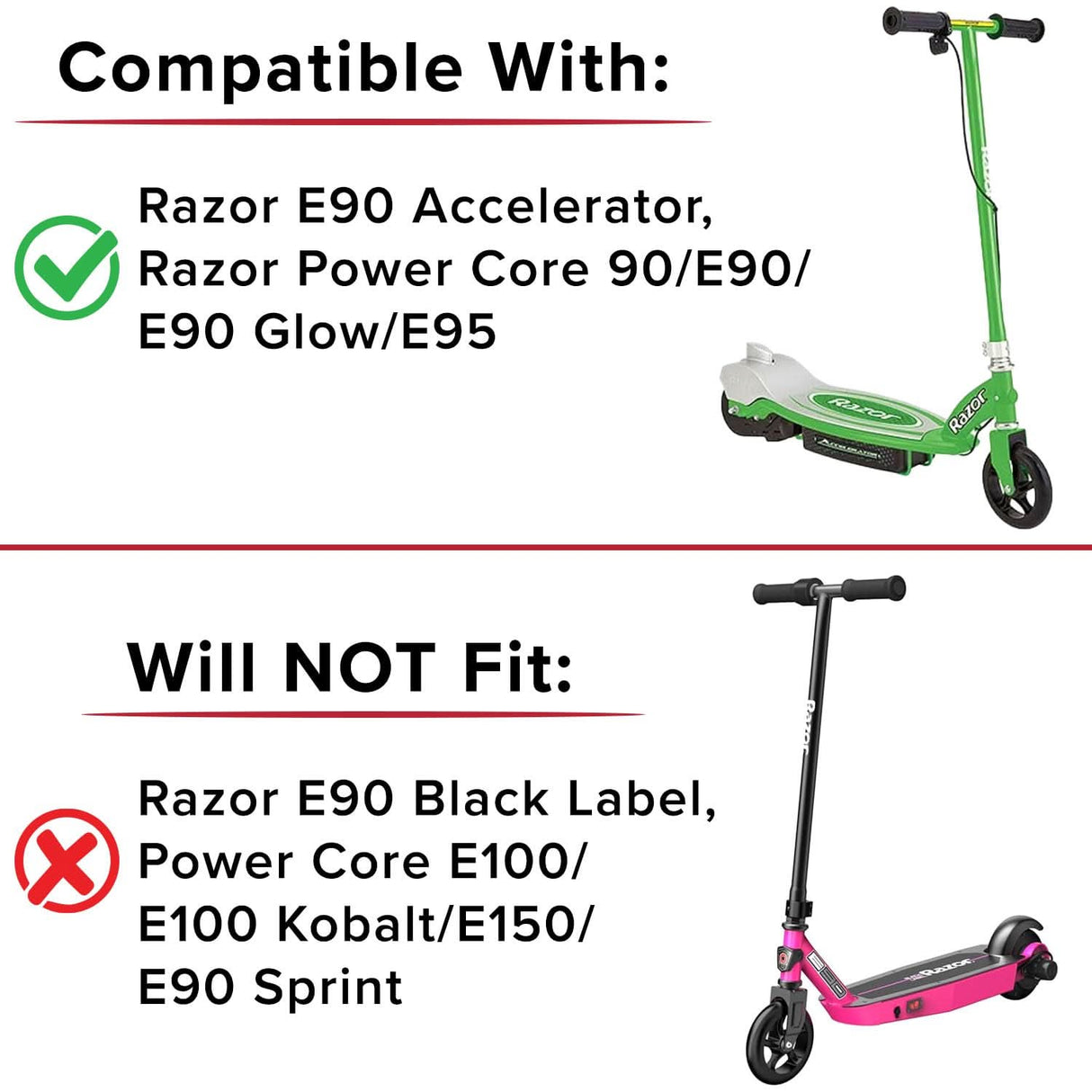 12 Volt Battery for the Razor E90 Accelerator, Power Core 90,  Power Core E90  (Versions 1-2+), & Power Core E90  Glow (Versions 1+)