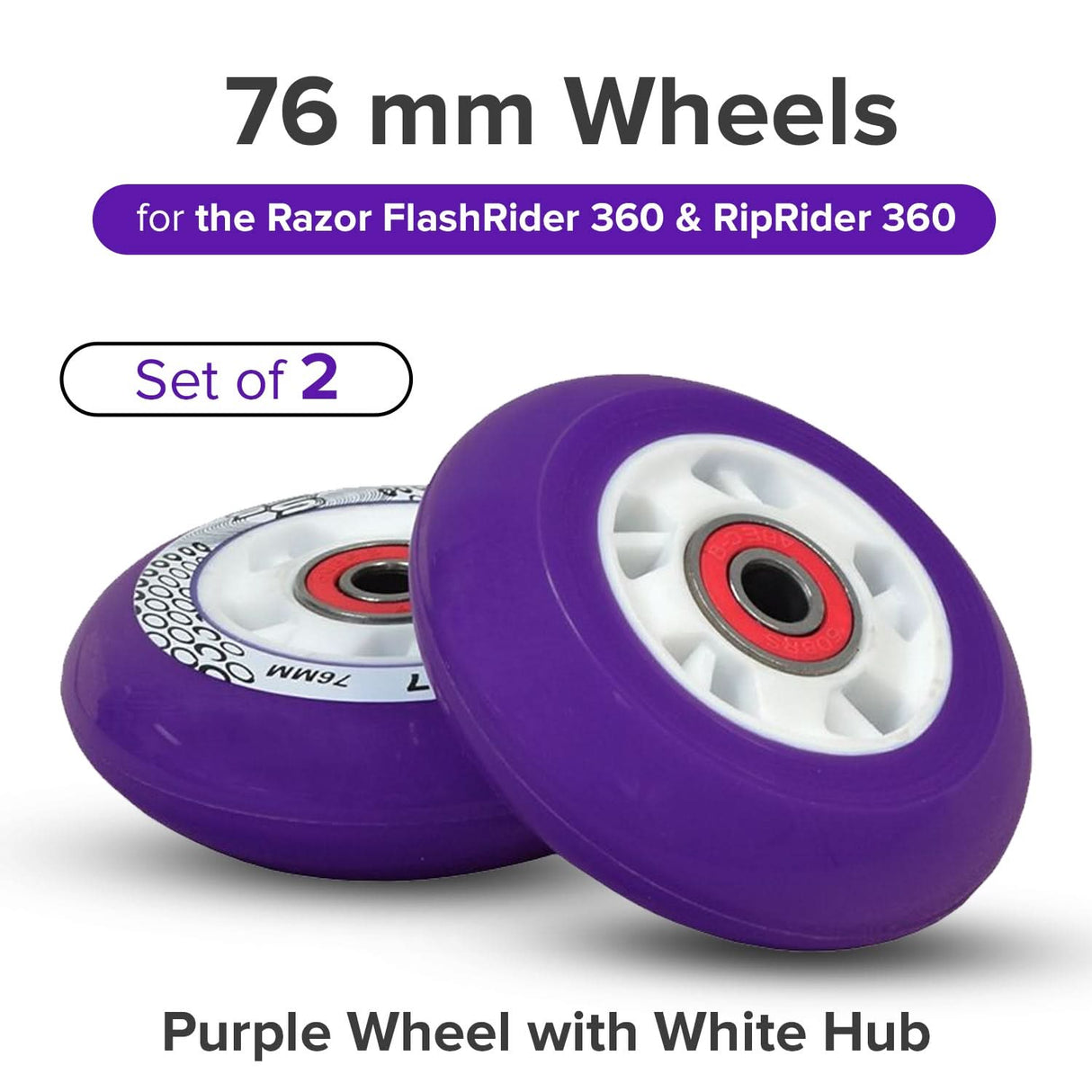 76 mm Scooter Wheels with Bearings (Set of 2)