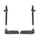 70 Degree Swing-Away Leg Rest Assembly (Left and Right) with 8-1/2 X 6 Footplate for Jazzy, Jet, and Quantum Power Chairs (Set of 2), featuring black metal stands and foot pedals.