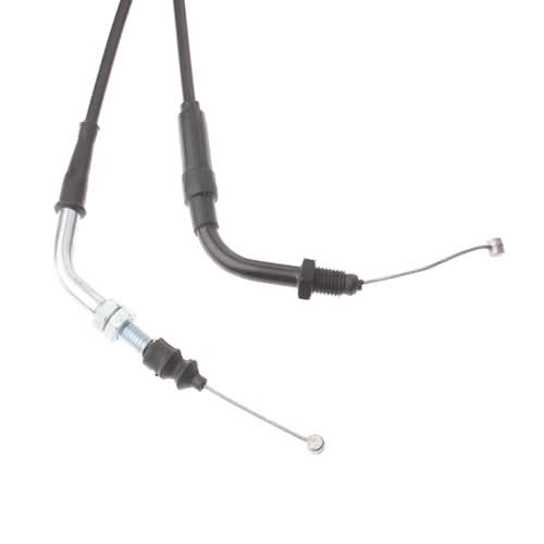 Close-up of the 67 Throttle Cable for street scooters and mopeds, highlighting the detailed black sleeve and overall construction.