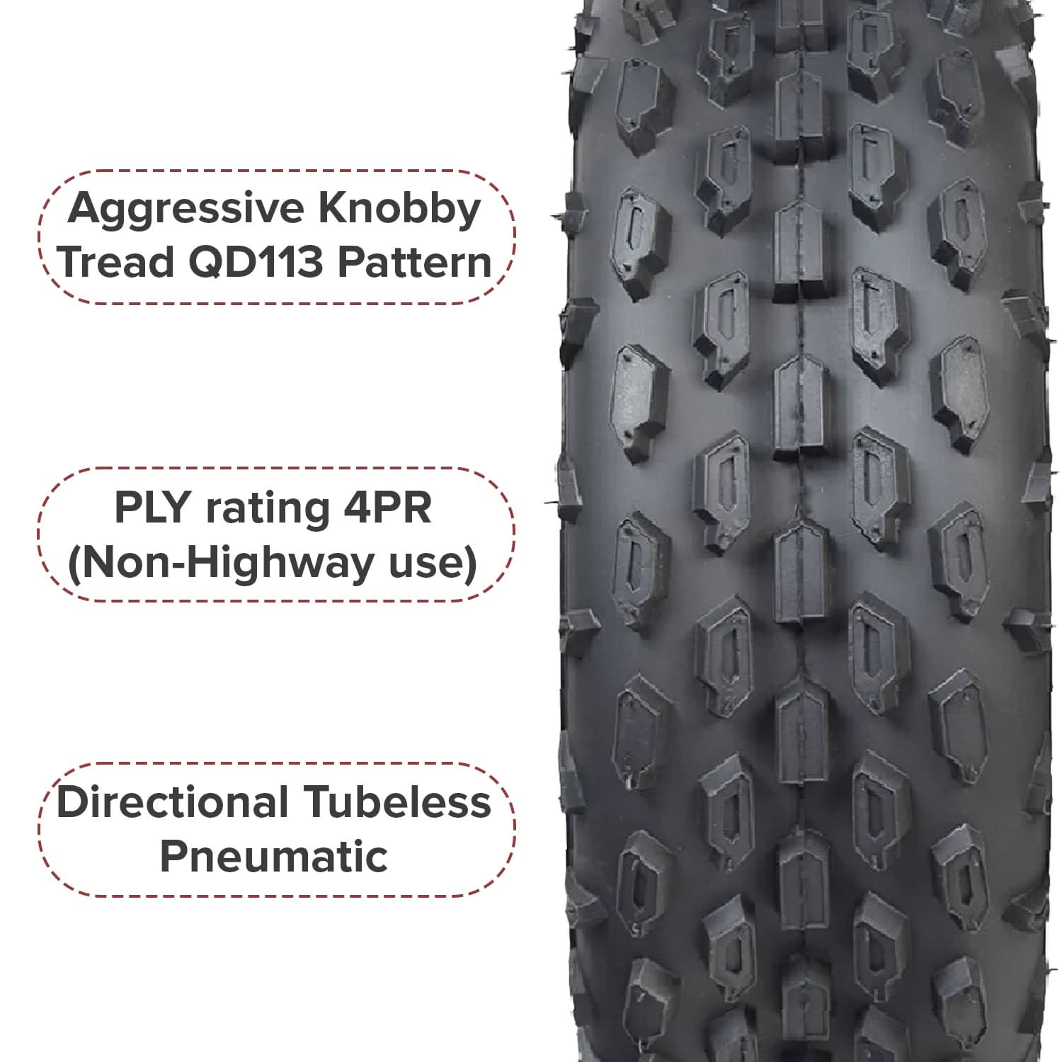 19x7.00-8 Knobby Tire for the Massimo Warrior 200 MB200 Mini Bike