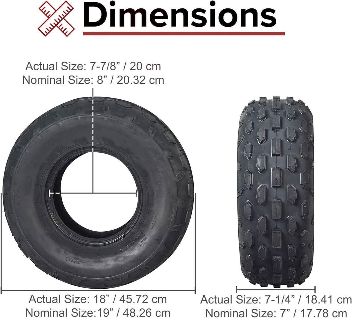 19x7.00-8 Knobby Tire with P315 Tread for the Tomberlin Firehawk 6.0 Hp Mini Bike