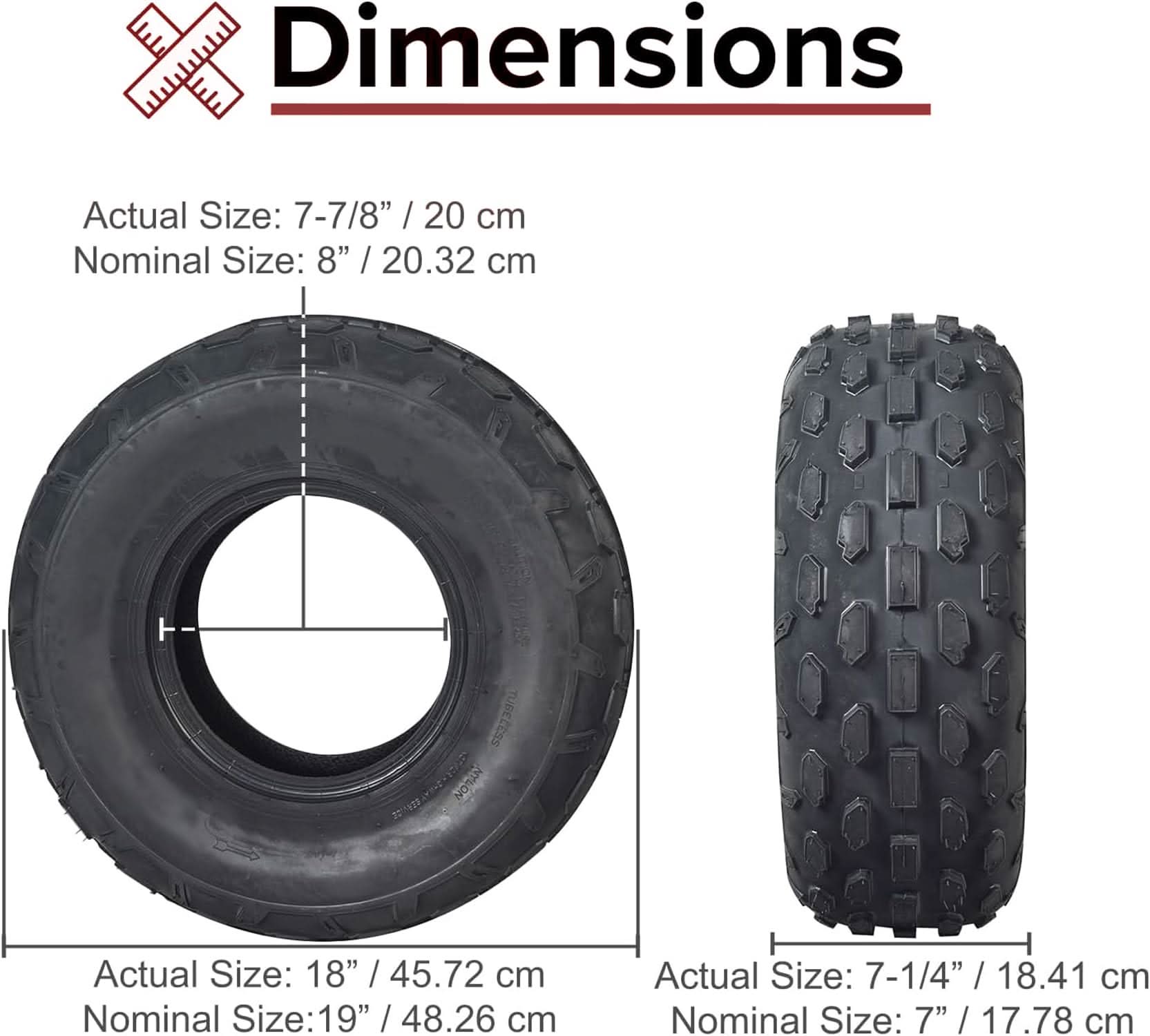 19x7.00-8 Knobby Tire for the Falcon 200 196cc Mini Bike