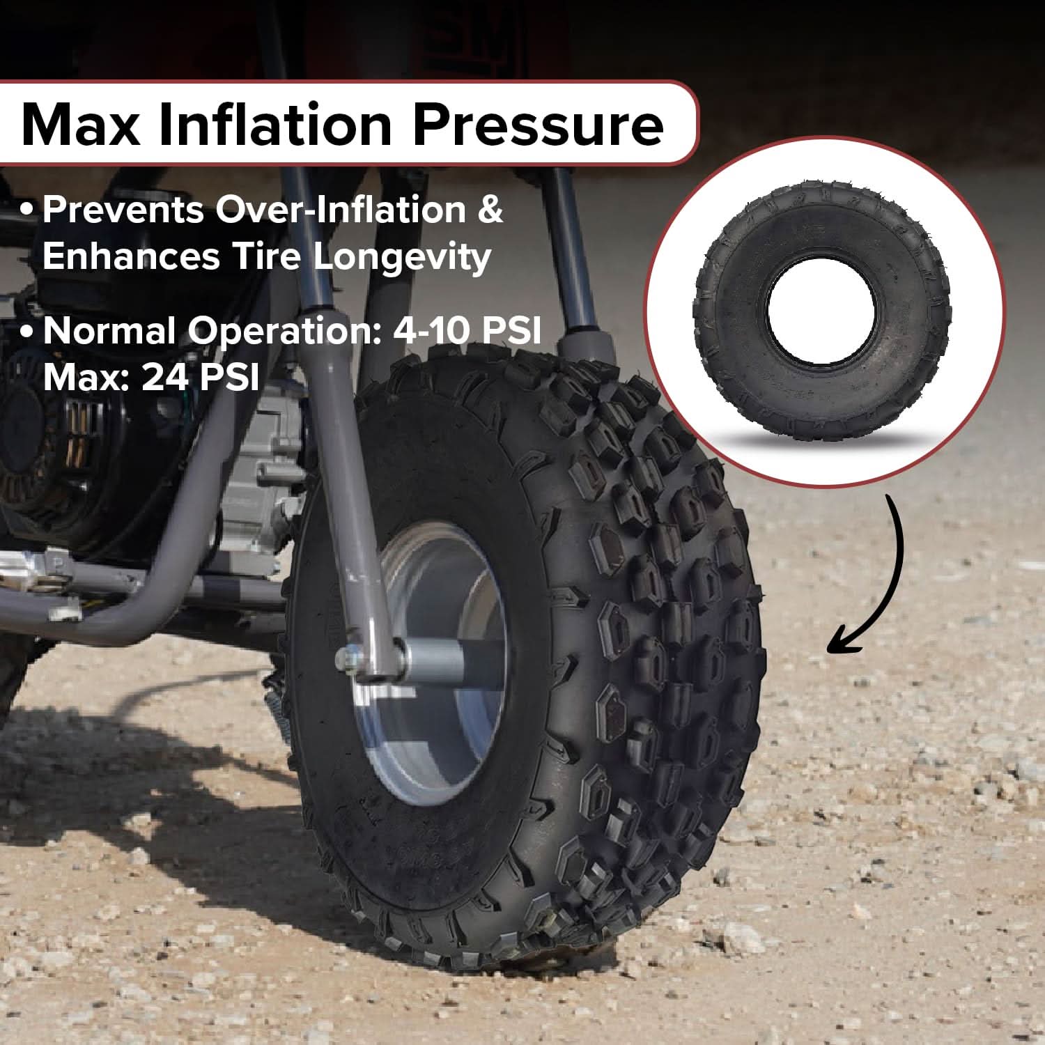 19x7.00-8 Knobby Tire for the Falcon 200 196cc Mini Bike