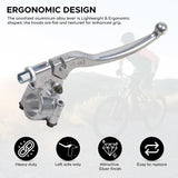 Left Brake Lever for the Coleman BT200X, CT200U Trail & CT200U-EX Mini Bikes shown in a close-up view, highlighting the robust, silver finish and detailed design.