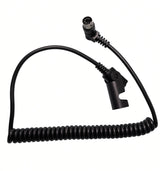 A black coiled cable with a multi-pin electrical connector on one end and a mounting clip on the other, shown on a plain white background.