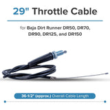 29" Dirt Bike Throttle Cable for Baja Dirt Runner DR50, DR70, DR90, DR125, DR150, & Baja X250