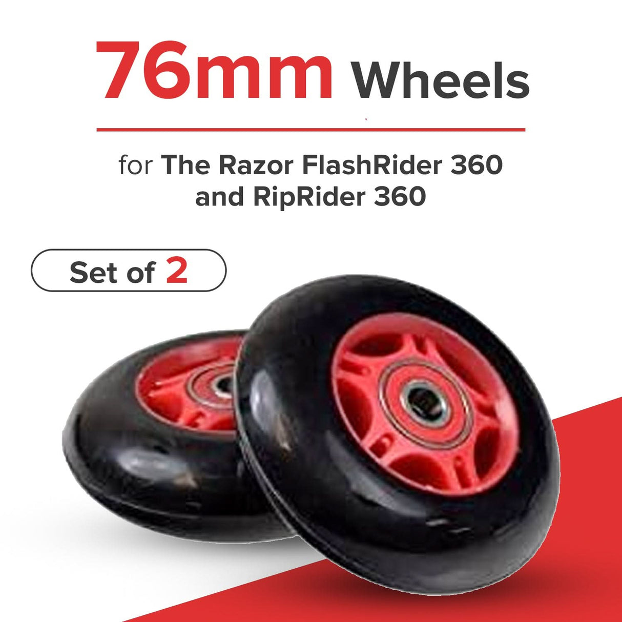 76 mm Wheels for the Razor FlashRider 360 and RipRider 360 (Set of 2)