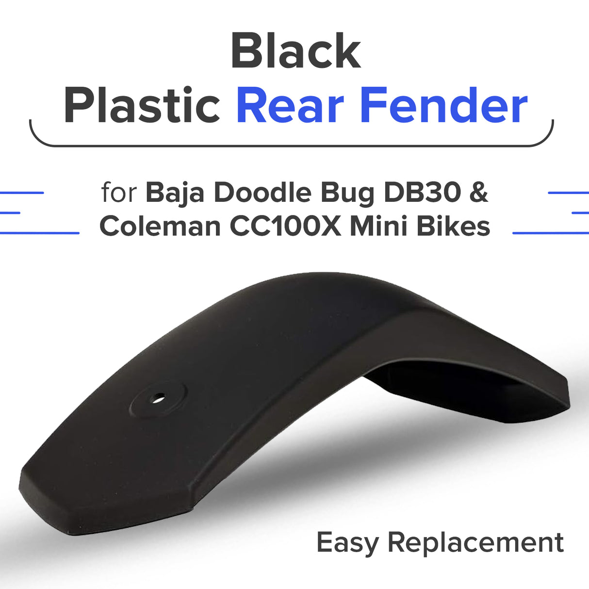 Black Plastic Rear Fender for Baja Doodle Bug DB30 & Coleman CC100X Mini Bikes