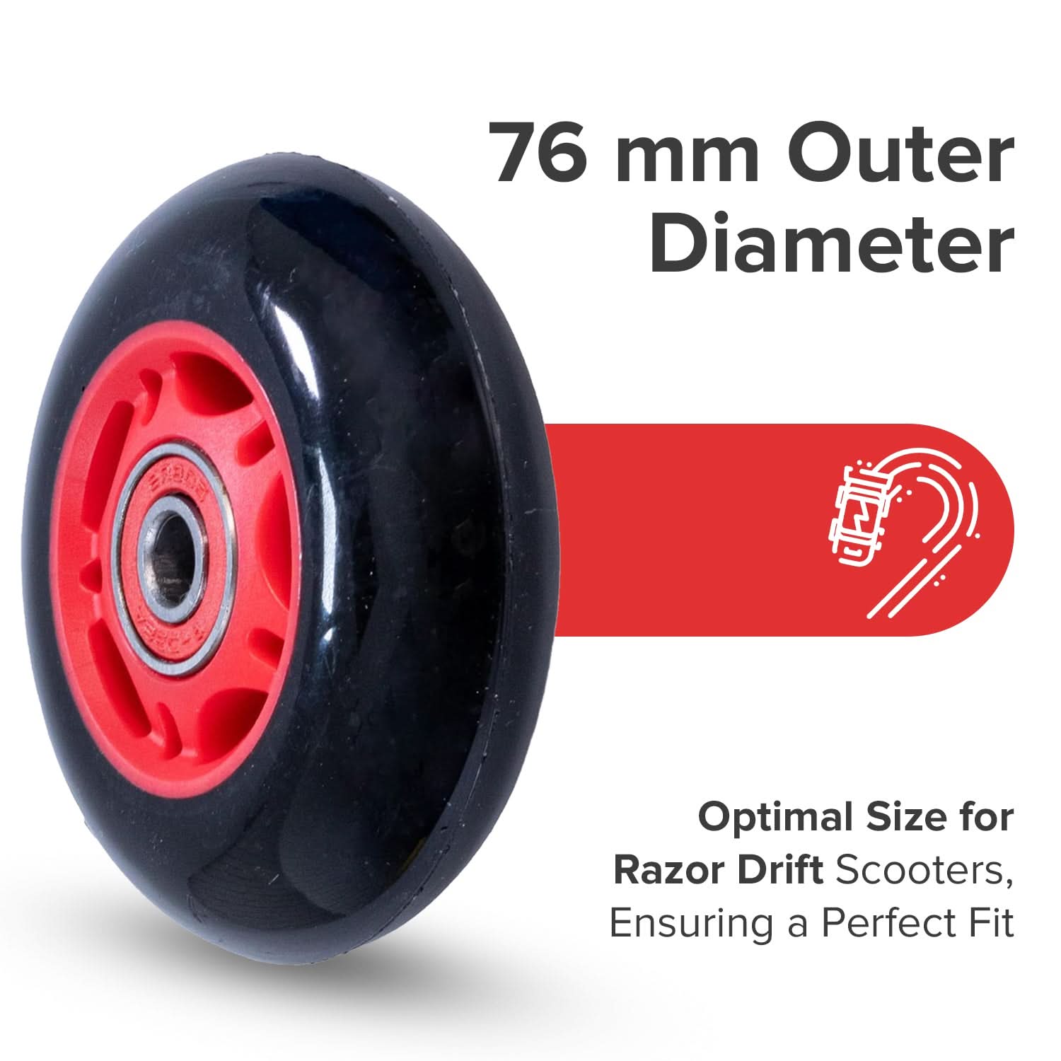 76 mm x 24 mm Caster Wheels for the Razor Crazy Cart (V1-6) & Crazy Cart XL (V1-2) (Set of 2)