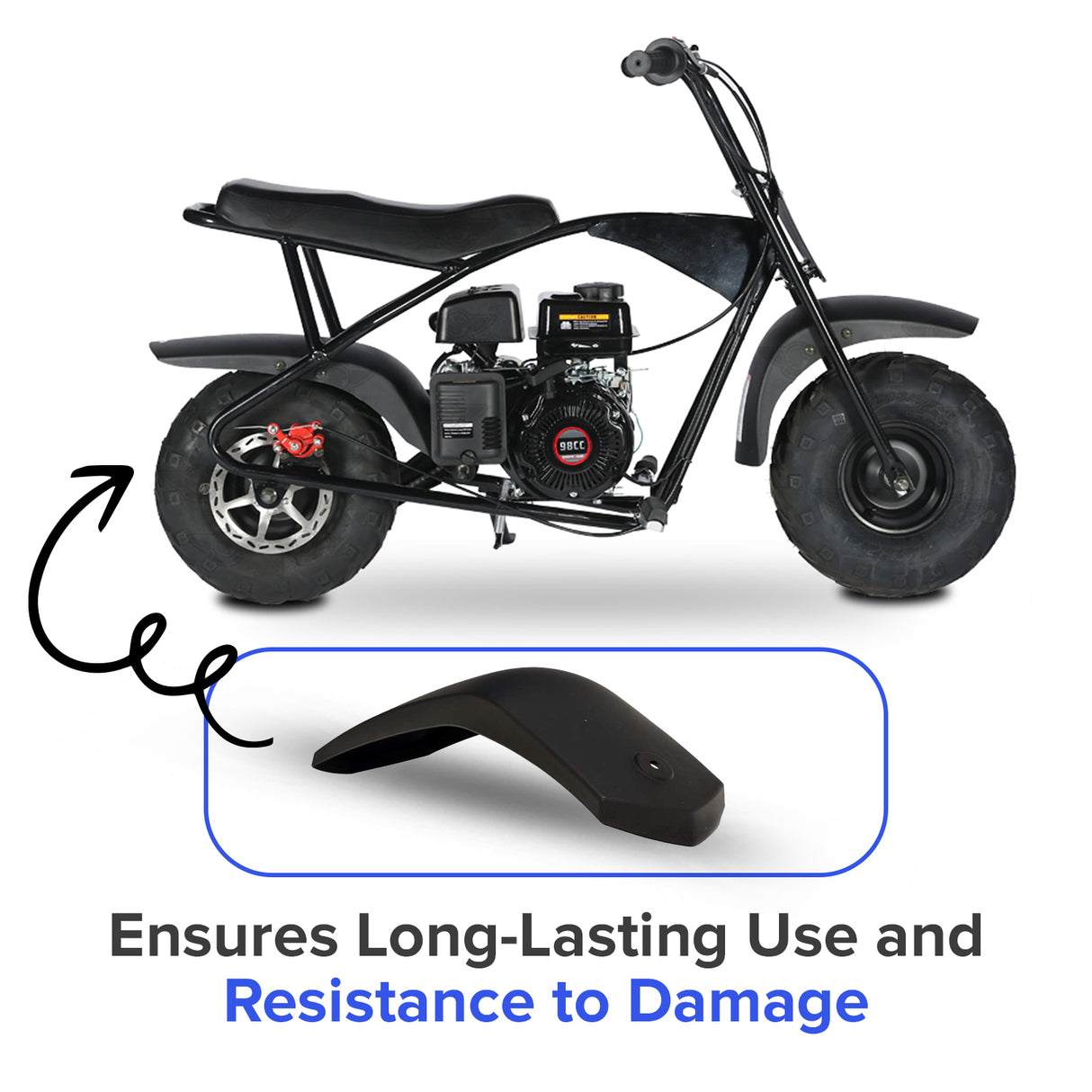 Black Plastic Rear Fender for Baja Doodle Bug DB30 & Coleman CC100X Mini Bikes