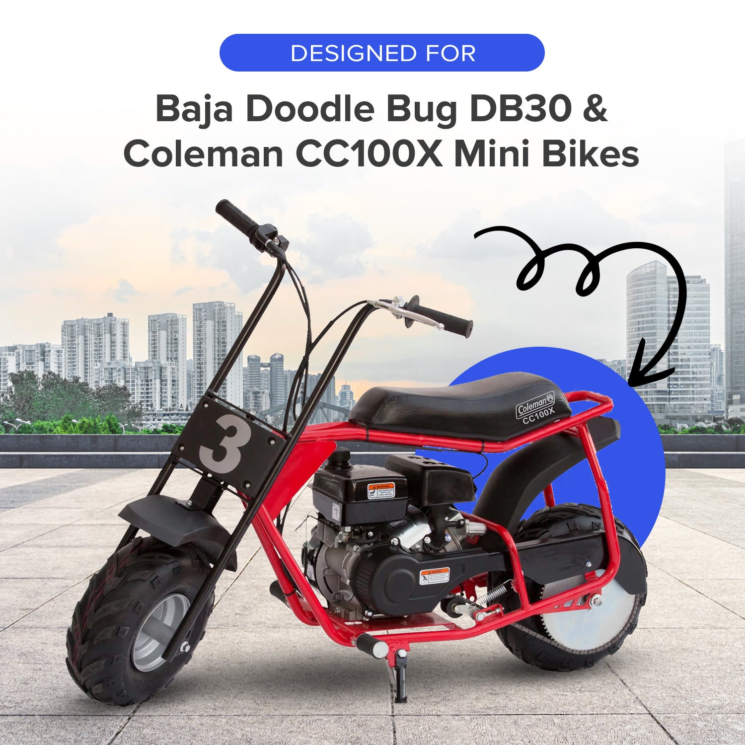 Black Plastic Rear Fender for the Massimo MM-MB100 Mini Bike
