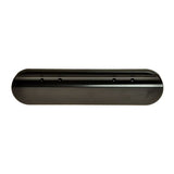 9-1/8 x 2 Black Upholstered Armrest Pad featuring a rectangular shape with four mounting holes, designed for mobility scooters and power chairs, offering a versatile replacement option for various models.