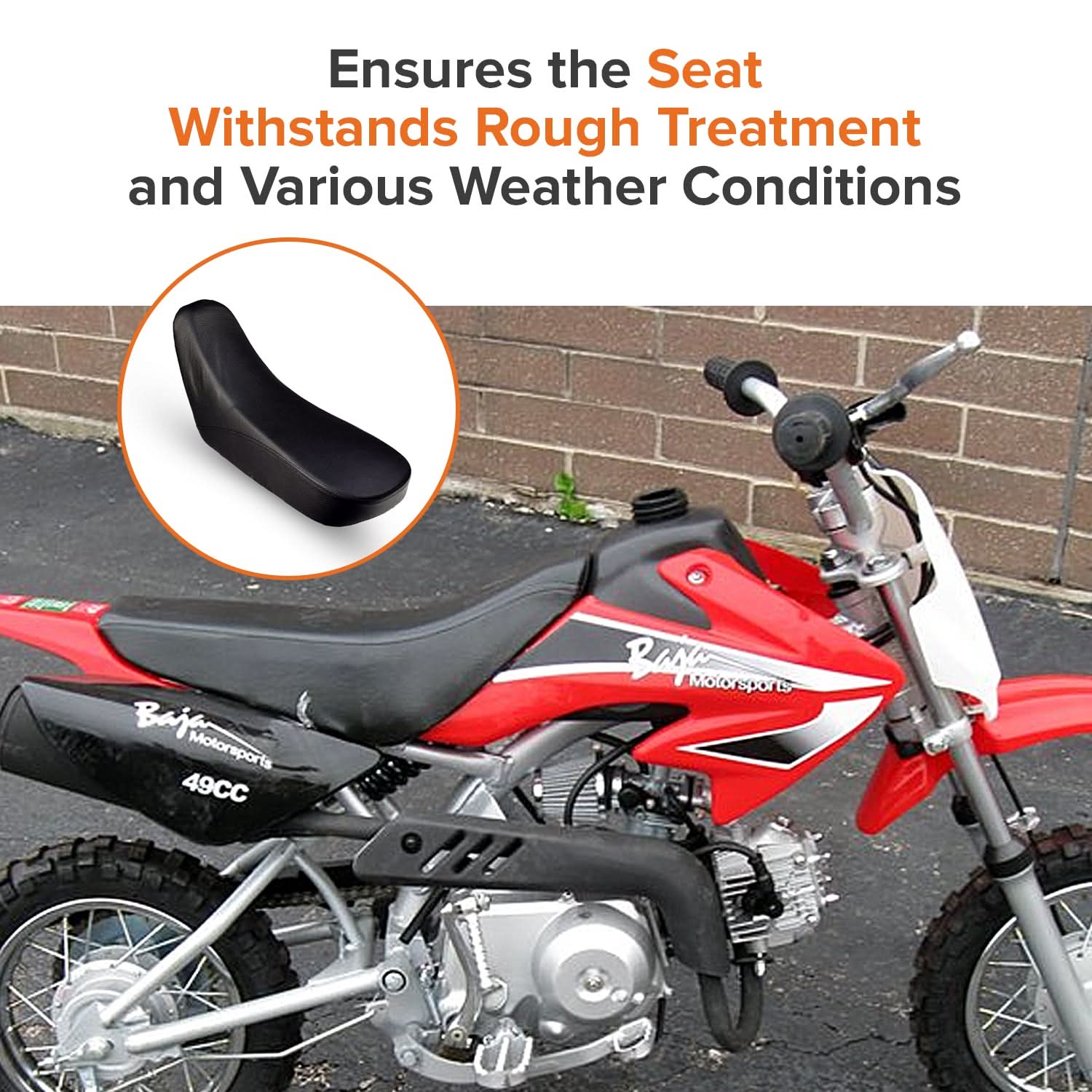 Black Vinyl Seat for Baja 50cc ATVs