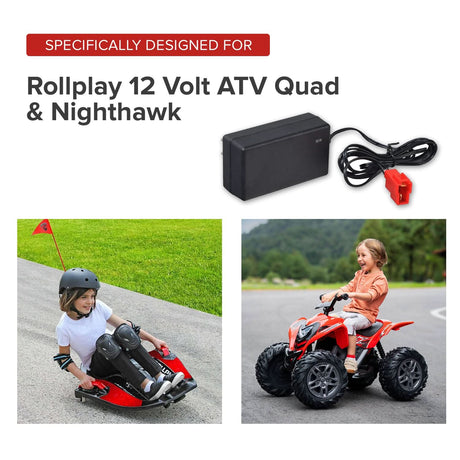 12 Volt 1.0 Amp Square End Battery Charger for Rollplay Nighthawk & ATV Quad Ride-On Toys