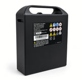 BATHP20020 Pride battery pack - A black rectangular rechargeable lithium-ion battery with a built-in handle and a white product information label.