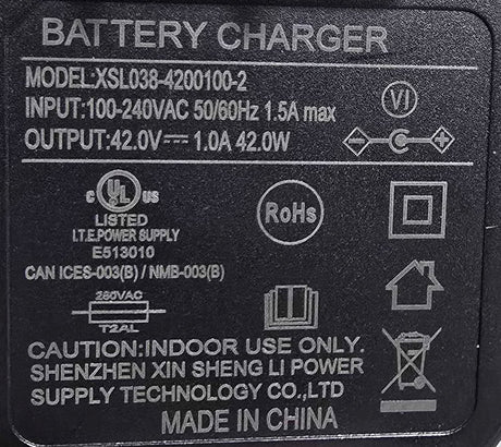 42 Volt Lithium Battery Charger for Hover-1 Eagle, Edge, & H1 TRAK
