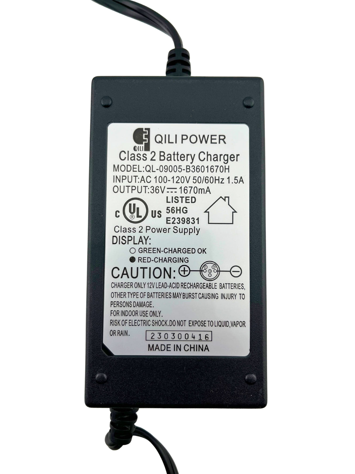 36 Volt 1.5 Amp XLR Battery Charger for EVO Electric Scooters