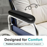 Black 10" Desk Length Padded Vinyl Armrest for Wheelchairs (Set of 2)