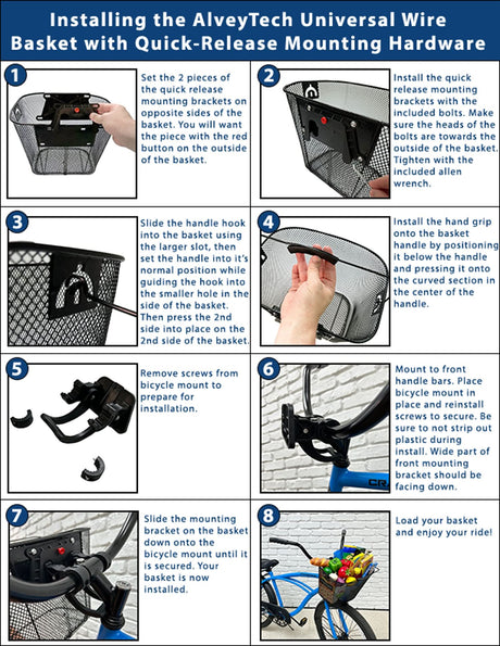 Universal Wire Basket with Quick-Release Mounting Hardware for Bicycles & Scooters (Blemished)