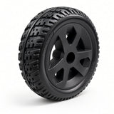 Golden Companion II (GC340B/E & GC440B/E) rear wheel assembly MBW-0023, angled view showing the black tire tread and black rim.