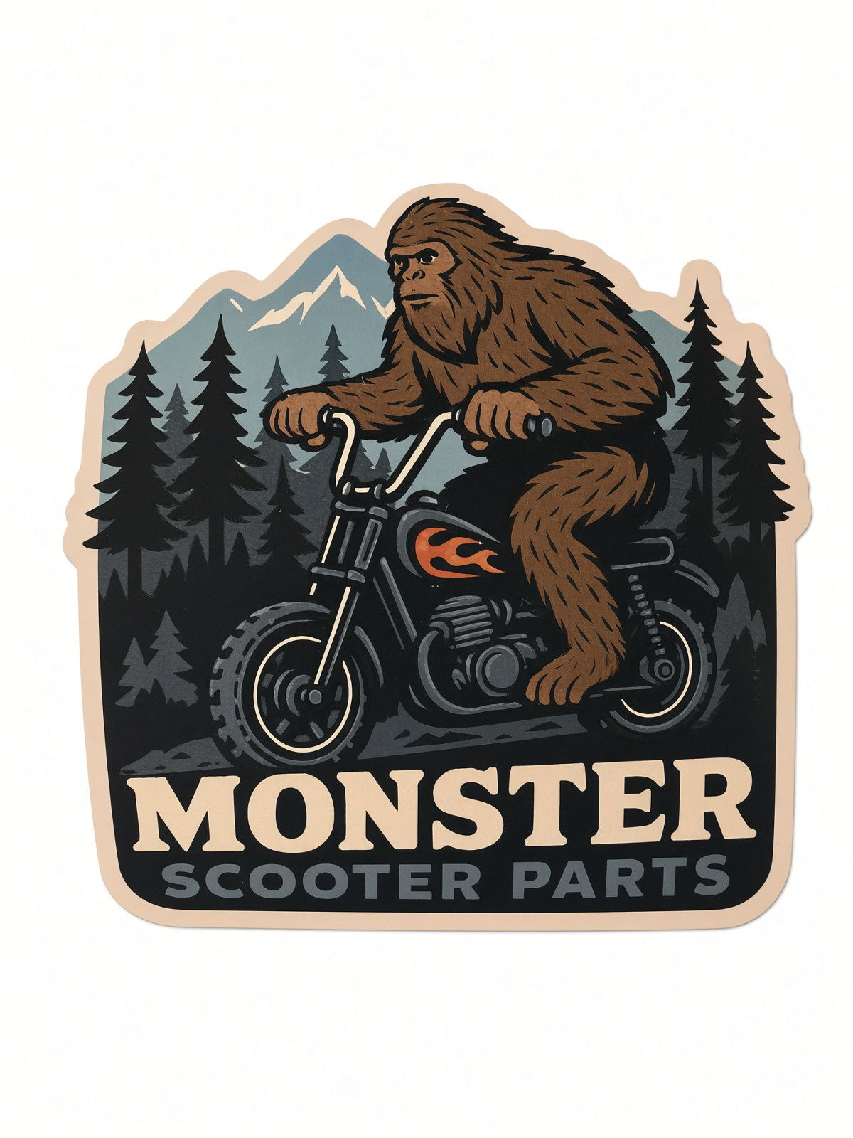 Monster Scooter Parts Sasquatch Retro Sticker - Hot Rod