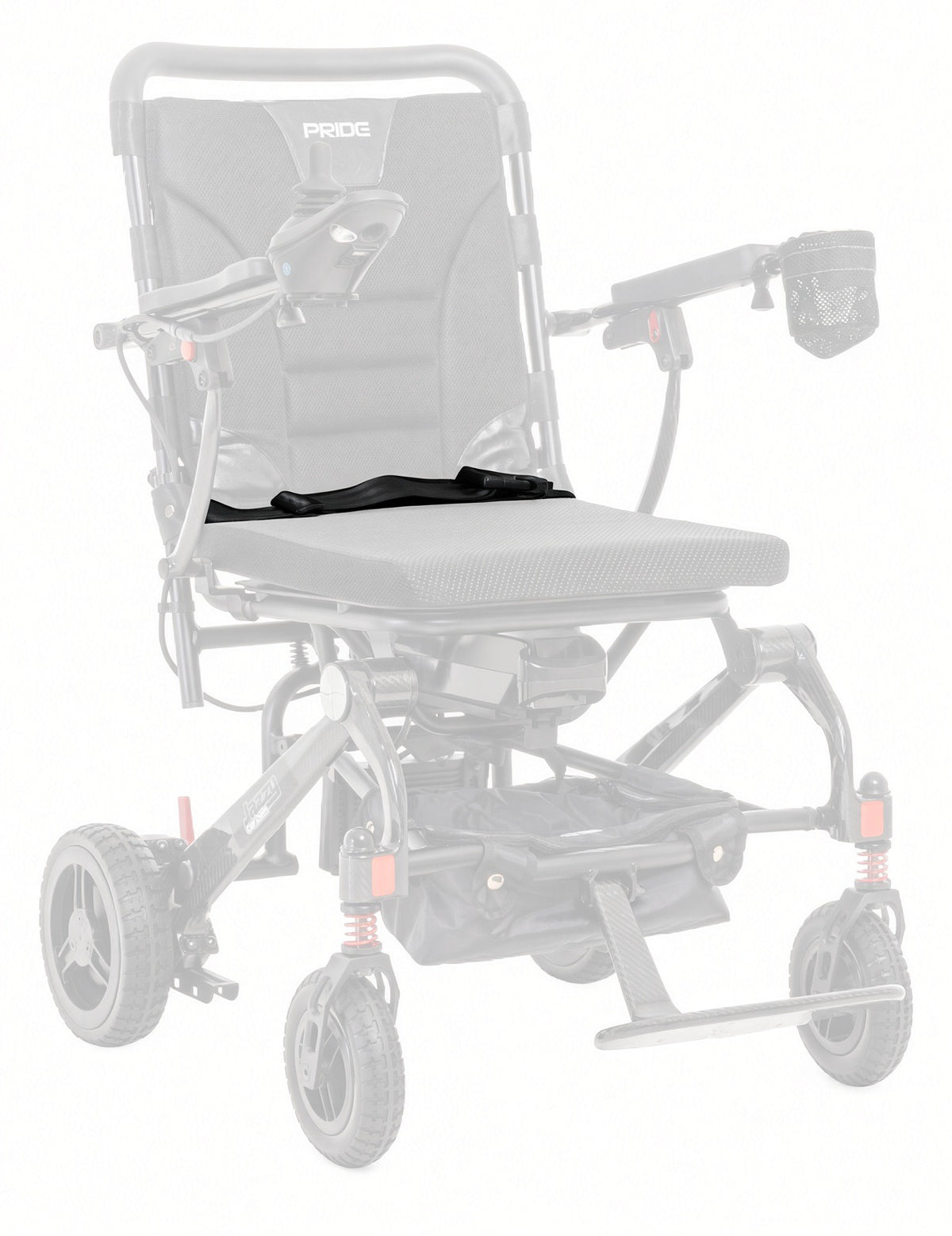 Pride POS2200021 adjustable lap seat belt with center push-button buckle for the Jazzy Carbon power chair