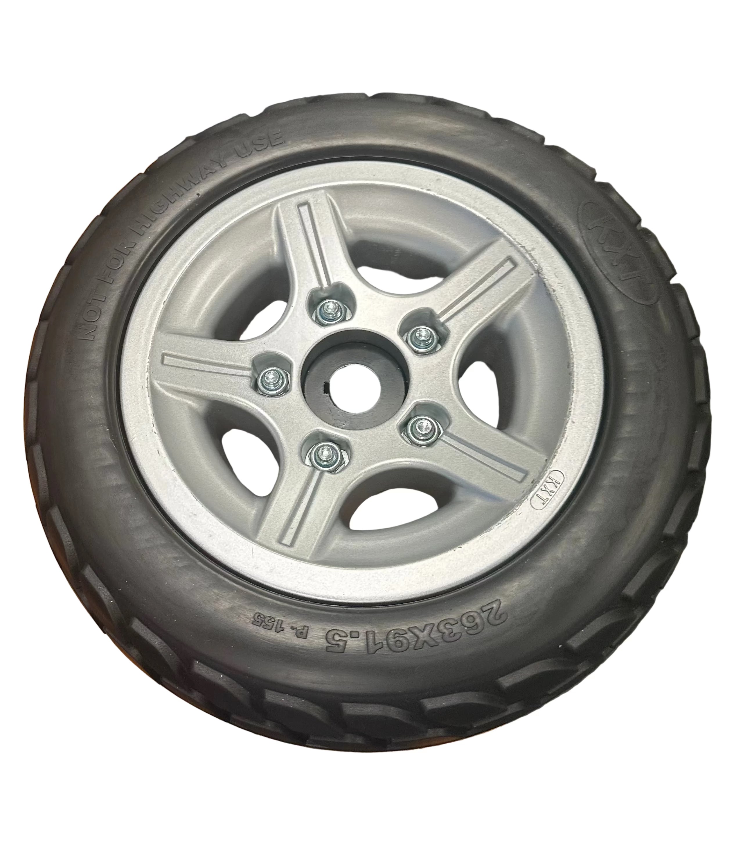 Rear Wheel Assembly with Black Flat-Free Tire and Aluminum 2 Piece Rim for Pride Victory 10, Victory ES 10, & Victory Sport (WHLASMB1784) (Blemished)