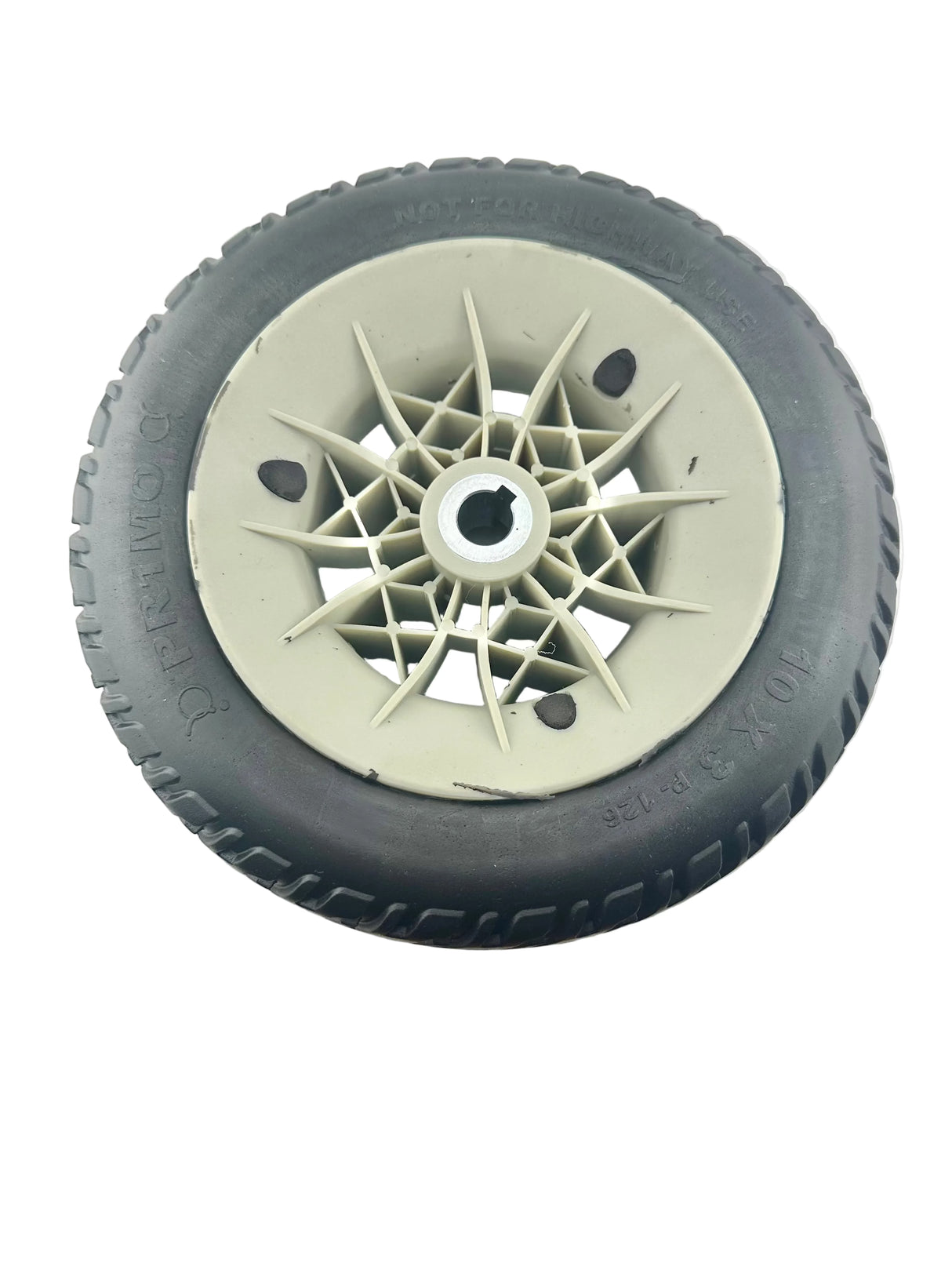 3.00-4 Flat-Free Drive Wheel Assembly with Black Tire for the Jazzy Air, Select, & Select 6 Power Chairs (WHLASMB2045)  (Blemished)