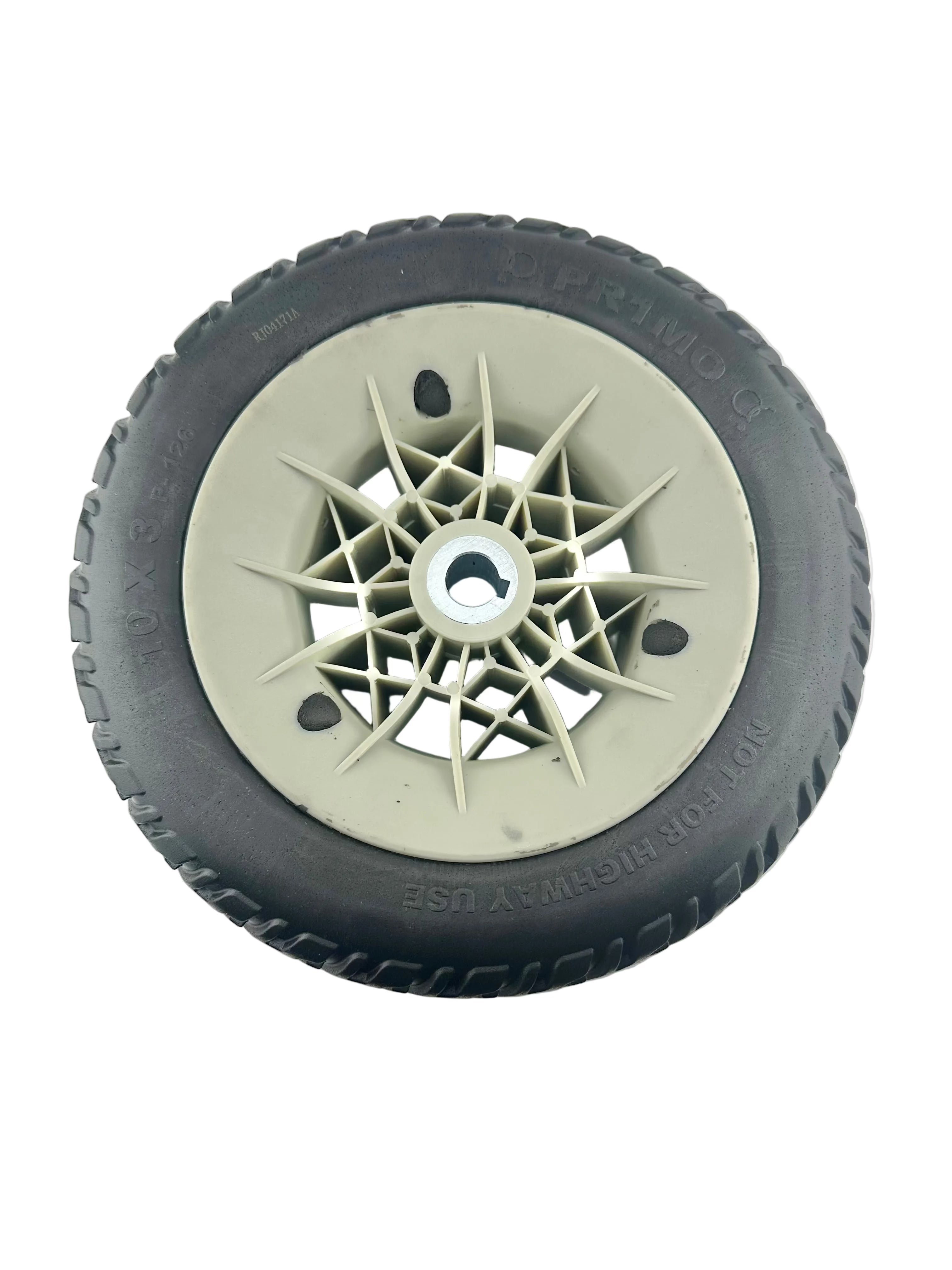3.00-4 Flat-Free Drive Wheel Assembly with Black Tire for the Jazzy Air, Select, & Select 6 Power Chairs (WHLASMB2045)  (Blemished)
