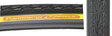 Close-up of the 20x1.5 Black/Black Pasela Bicycle Tire showing its raised center tread for low rolling resistance and durable black rubber surface.
