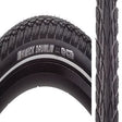26x1.75 Reflective Kwick Drumlin Sport KS+ Bicycle Tire; close-up of thick tread, square profile, textured burly shoulder lugs, and reflective sidewall striping for enhanced visibility.