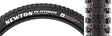 27.5x2.4 Newton Ultimate Bicycle Tire featuring close-up of the black tire with white text, highlighting its fast-rolling tread and side knobs for superior traction and durability.