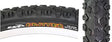 Close-up of a 29x2.1 Critter Bicycle Tire showcasing its raised center tread and lateral knobs designed for enhanced cornering traction. Visible tire tread details emphasize its dual and single compound construction for durability and performance.