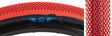 Close-up of a 29x2.1 Red Speedster Bicycle Tire, highlighting its durable, minimal drag design, optimized for BMX racing and urban use, in collaboration with SE Bikes and Vee Rubber.