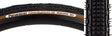 Close-up of a 700x28 Black/Brown Gravel King SK Bicycle Tire, showcasing five rows of square knobs and double rows of ridges for smooth rolling and superior grip on rough or gravel roads.