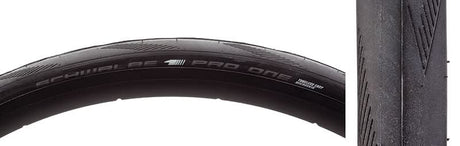 Close-up of a 700x28 Pro One Evolution MicroSkin Bicycle Tire showcasing its smooth tread and expertly spaced siping for superior grip and ultra low rolling resistance.