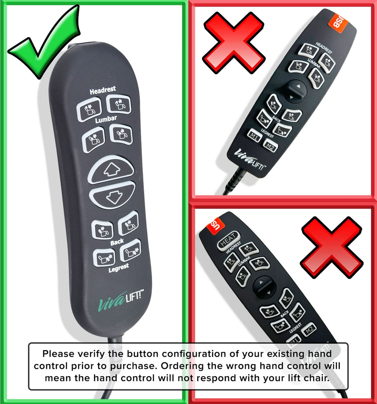 10-Button or 12-Button 5-Pin Hand Control for Pride VivaLift Standard and (Early) Version 2 Lift Chairs (10 Button: CTL1707190/12 Button: CTL2104324)