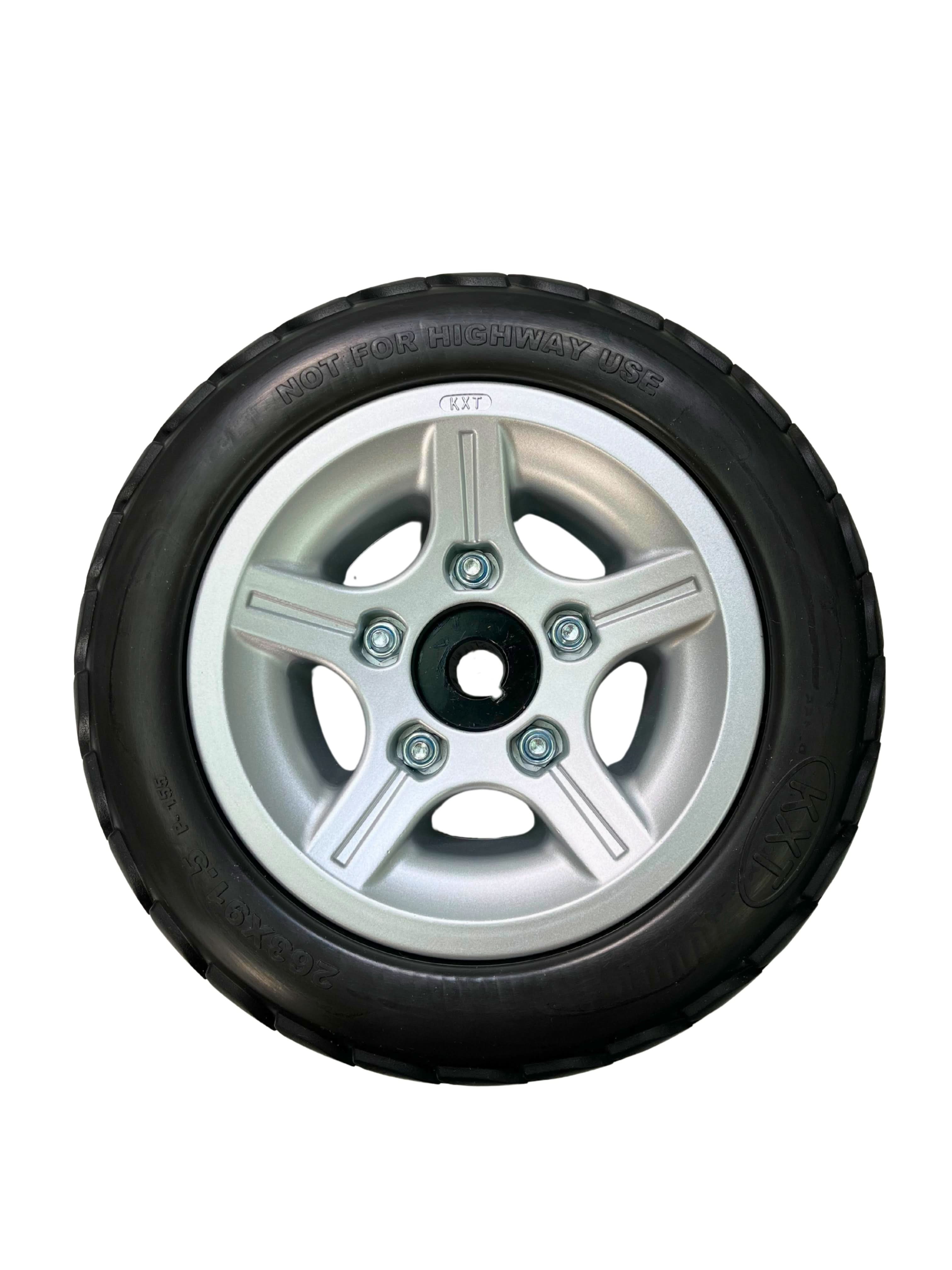 Set of 2 Rear Wheel Assembly with Black Flat-Free Tires and Aluminum 2 Piece Rim for Pride Victory 10, Victory ES 10, & Victory Sport (WHLASMB1784)
